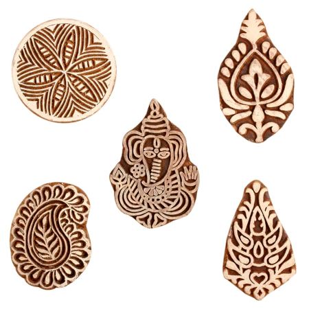 Set of 5 Piece New Mix Wooden Printing Block